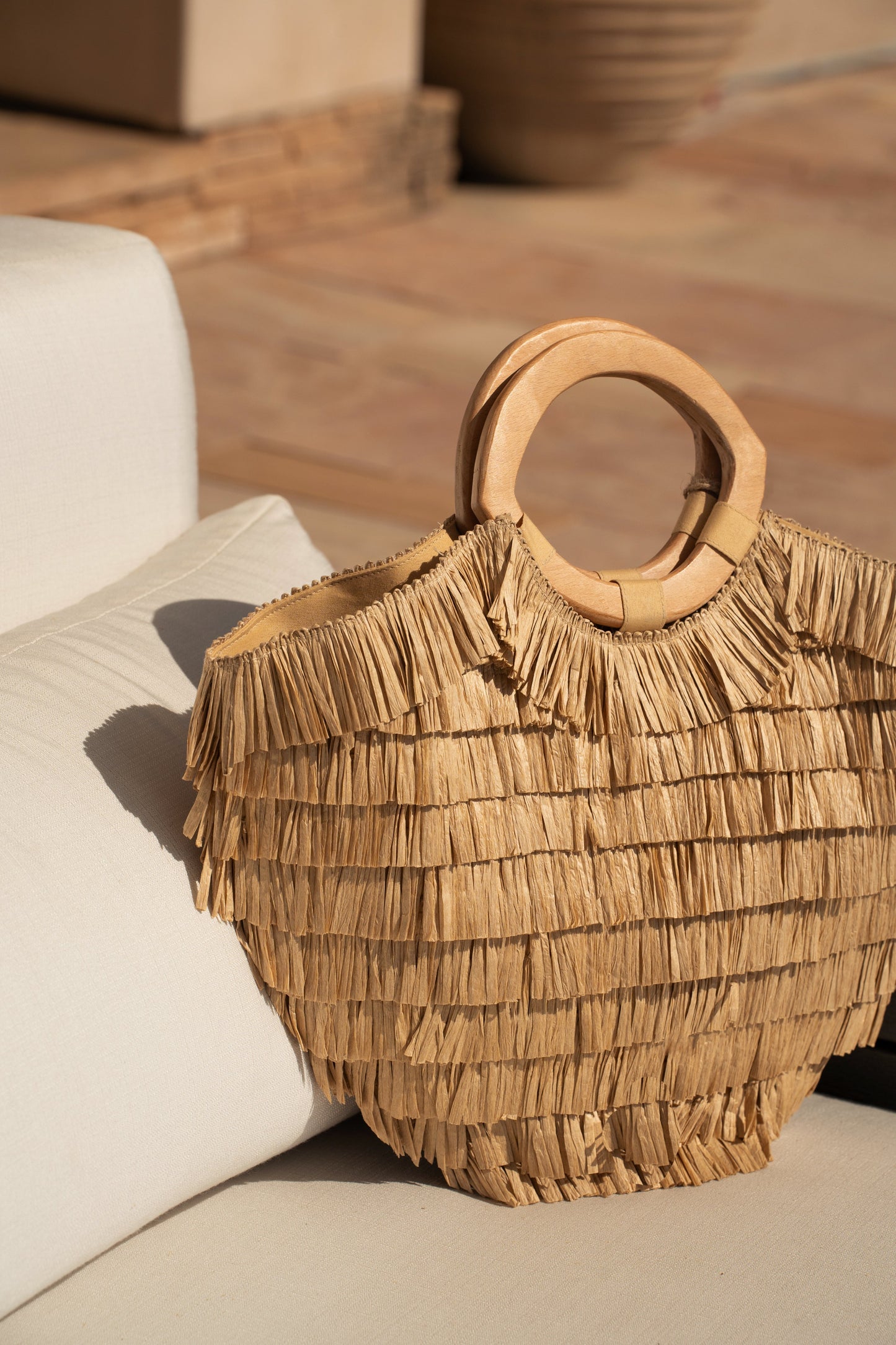 Natural Mediterranean Fringe Handbag