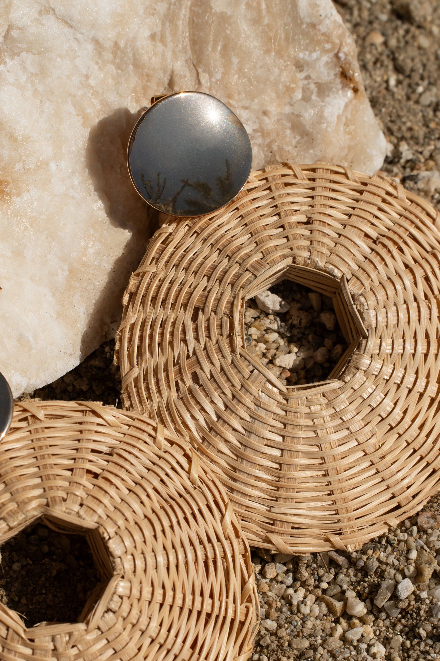 Natural Raffia Circular Dangle Earrings