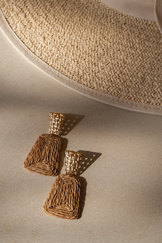 Khaki Nala Raffia Earrings