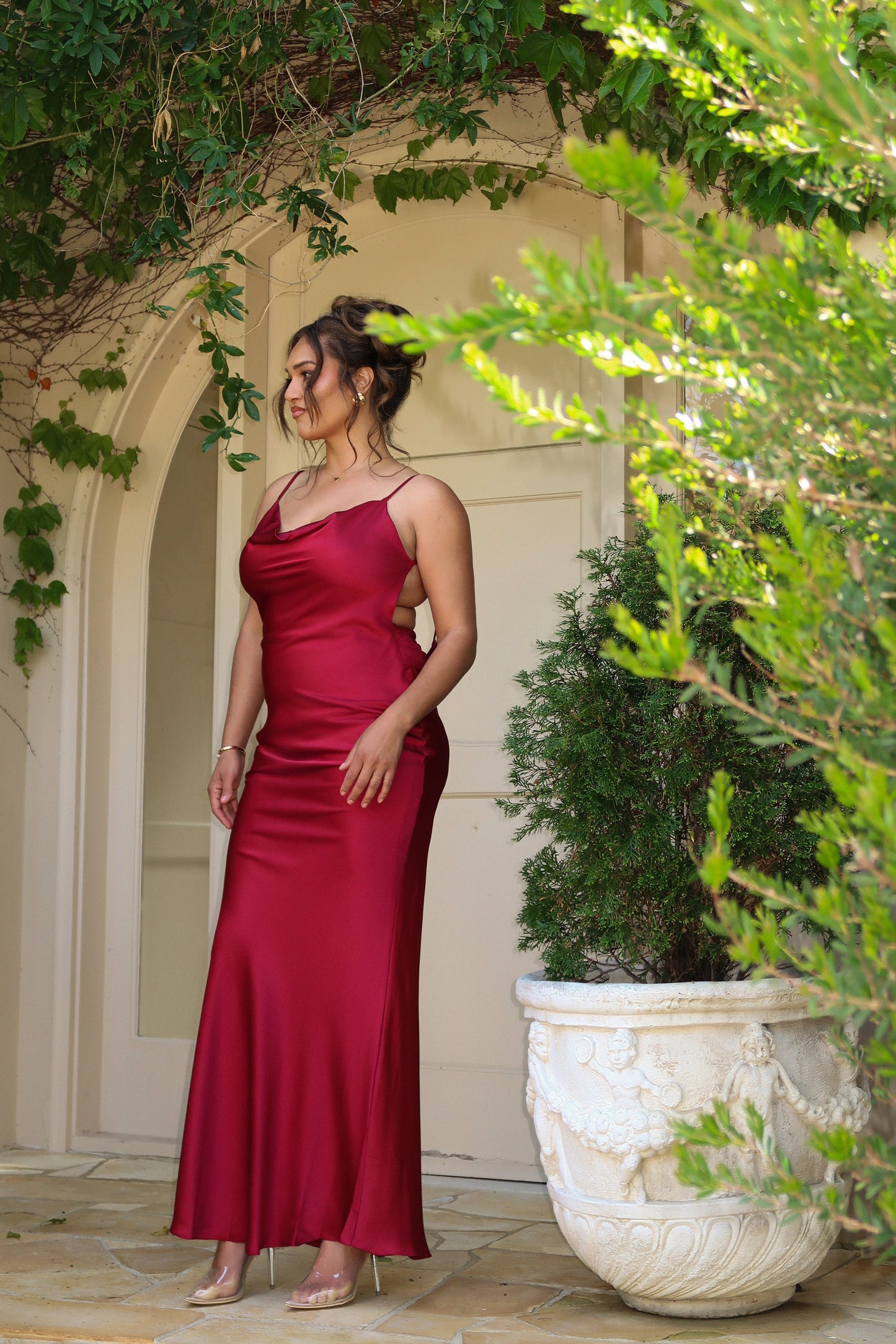 Red Down The Aisle Satin Gown