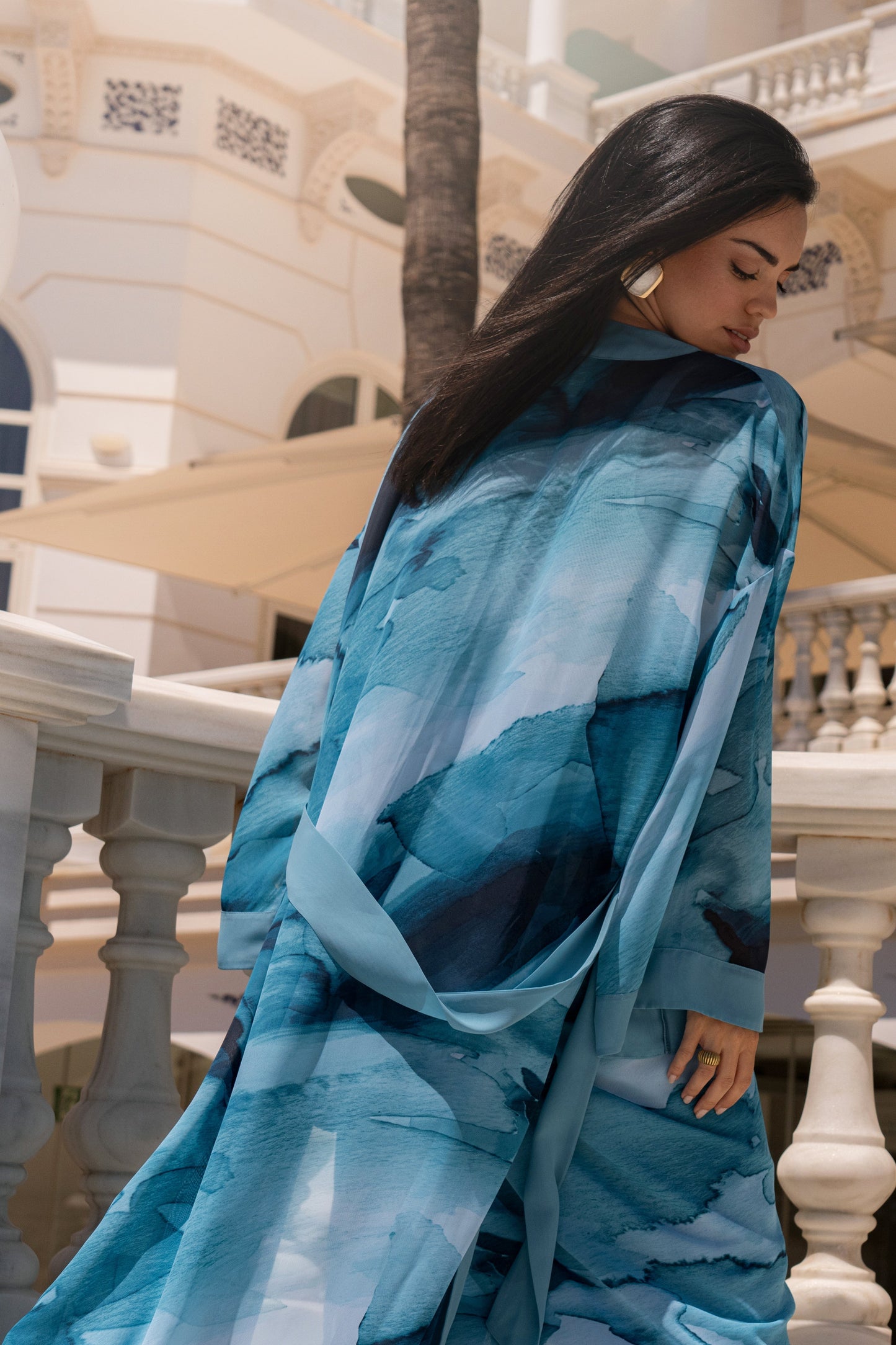 Blue Abstract Alissa Printed Duster