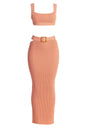 Peach Nikole Ribbed Skirt Set