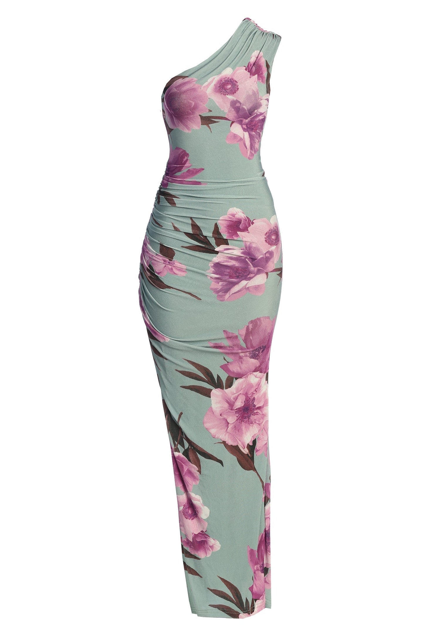 Sage Floral Eden One Shoulder Maxi Dress