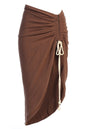 Chocolate Spring Ruched Linen Skirt