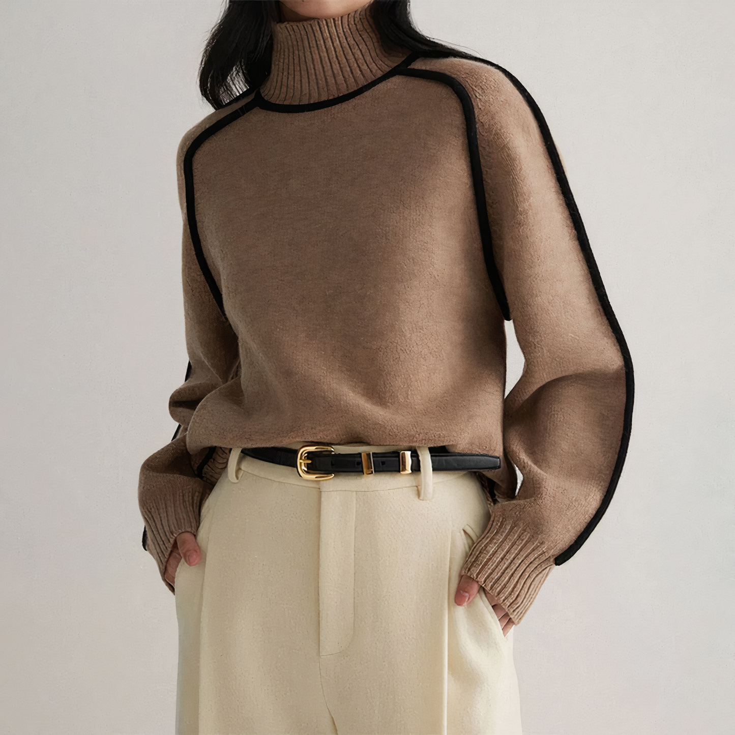 Bella - Colourblock Turtleneck Jumper