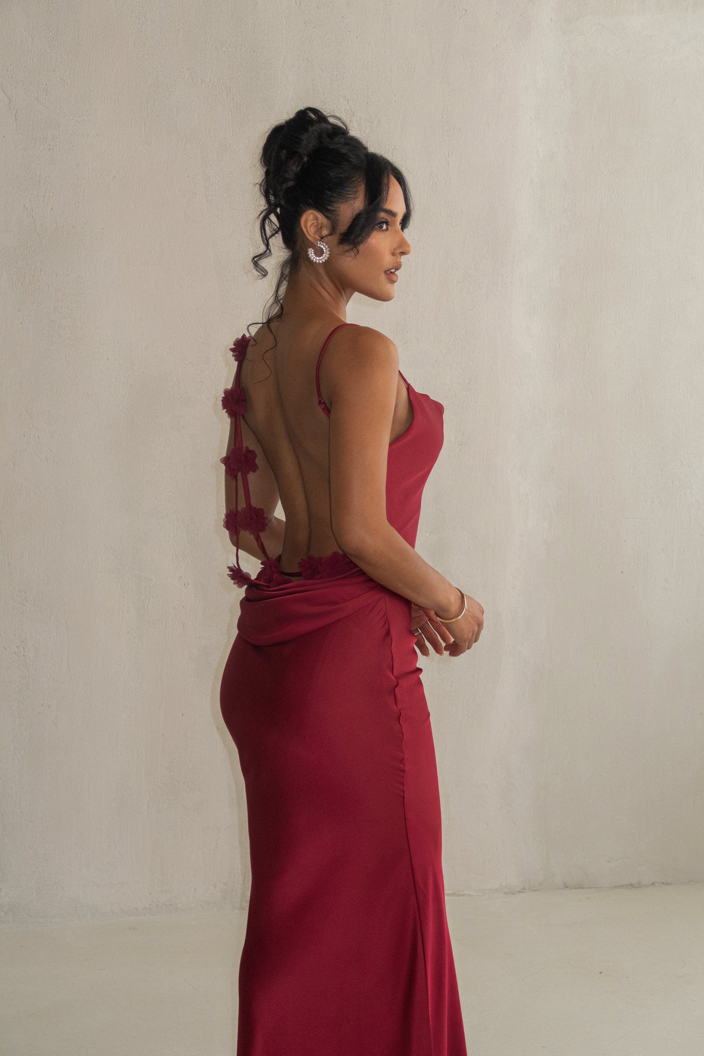 Red Down The Aisle Satin Gown