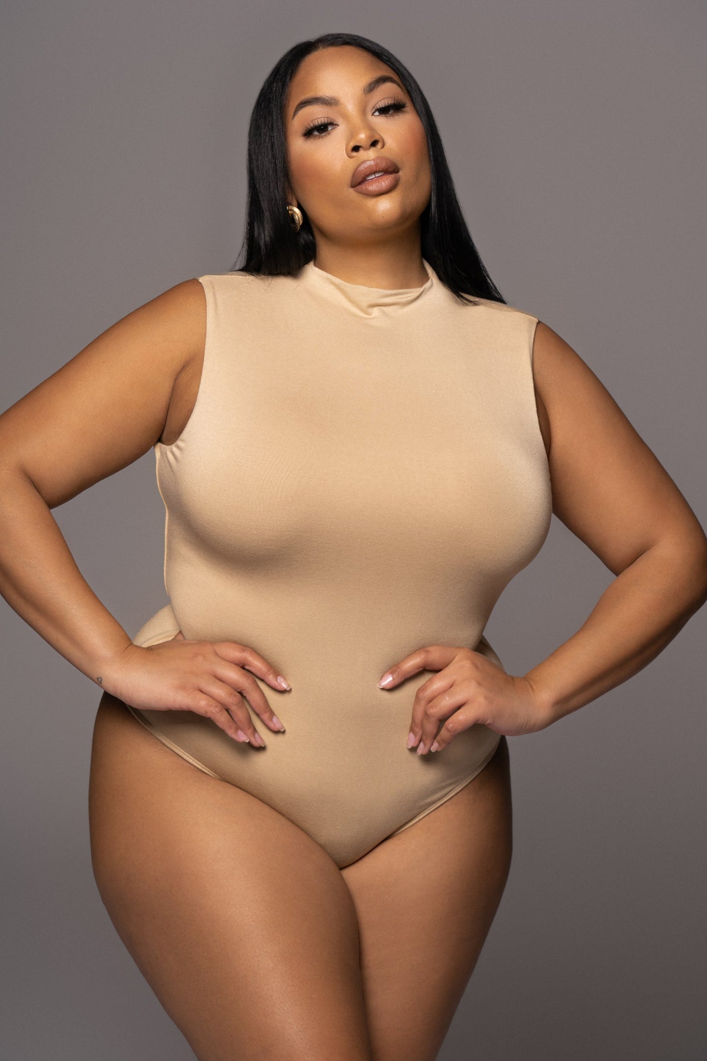 Jluxbasix Tan Ciela High Neck Bodysuit