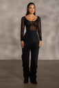 Black Nerida Sheer Knit Bodysuit