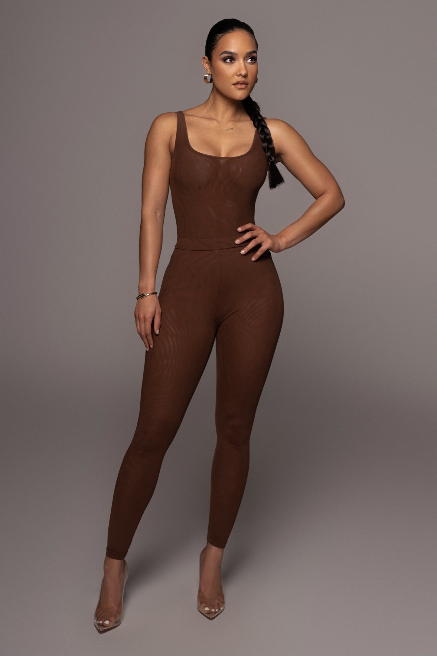 Chocolate Mesh Essential Tank Bodysuit Undergarment