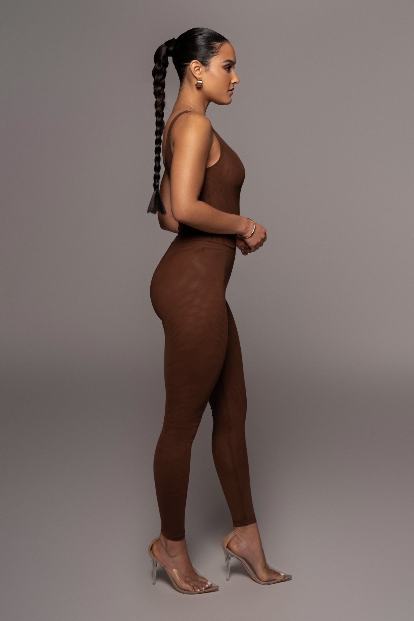 Chocolate Mesh Essential Tank Bodysuit Undergarment