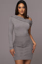 Grey Empire Waist Cable Knit Skirt