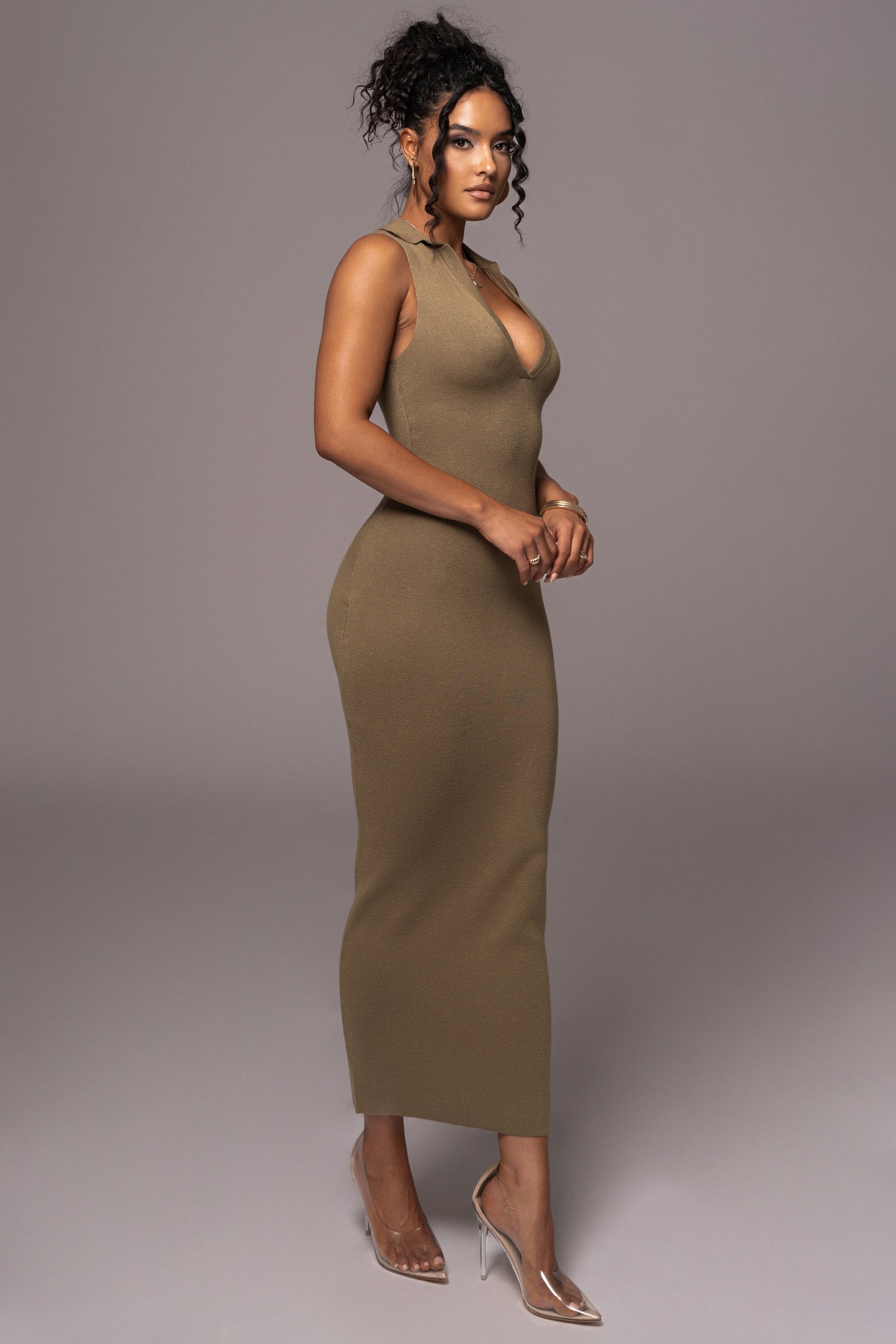 Olive Never Better Midi Dress