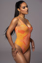 Orange Private Getaway Mesh Bodysuit