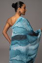 Blue Abstract Mariel One Shoulder Maxi Dress