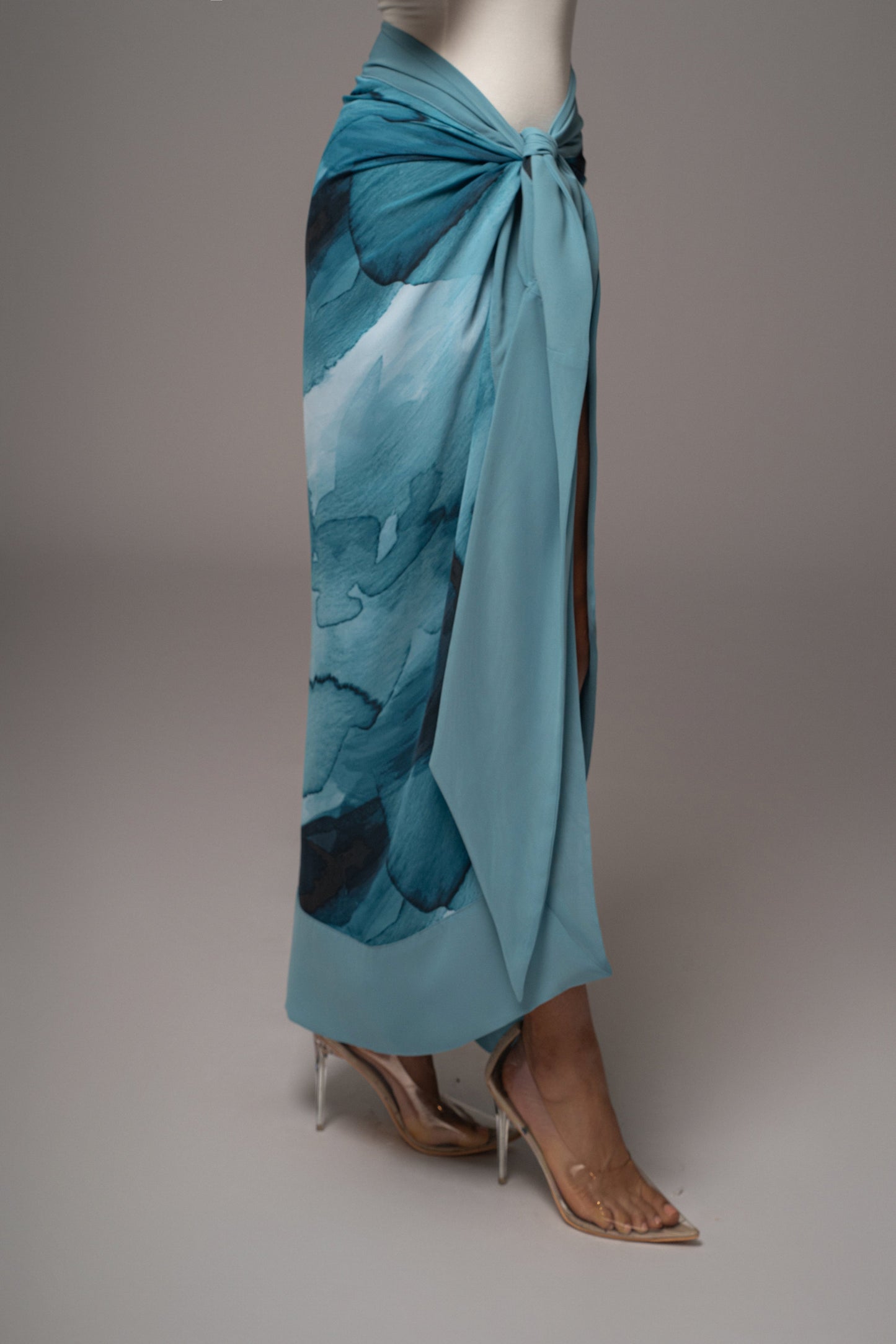 Blue Abstract Marine Print Sarong