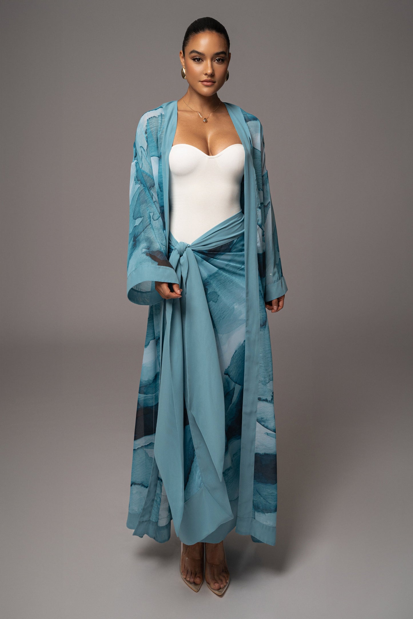 Blue Abstract Alissa Printed Duster