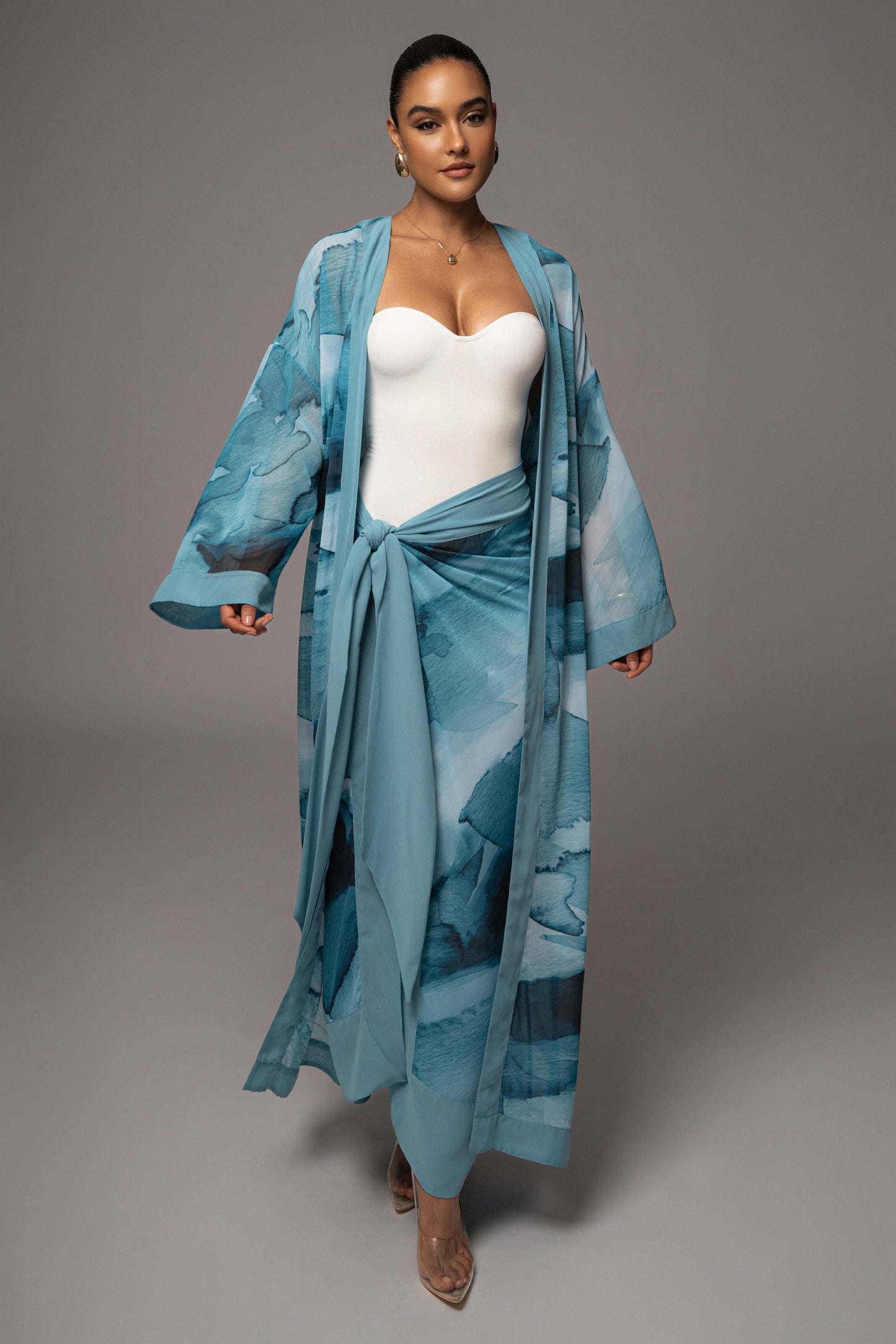 Blue Abstract Alissa Printed Duster