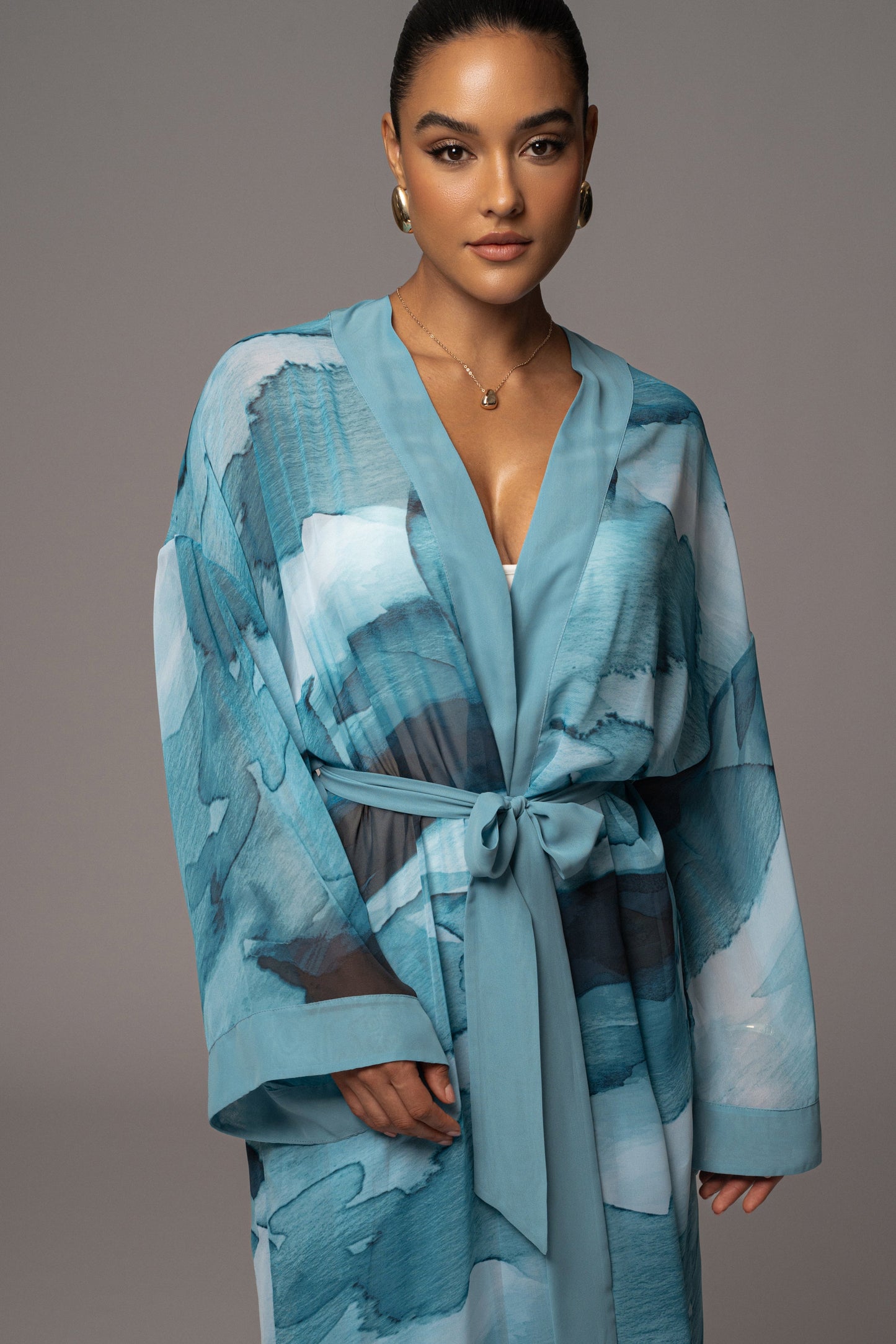 Blue Abstract Alissa Printed Duster