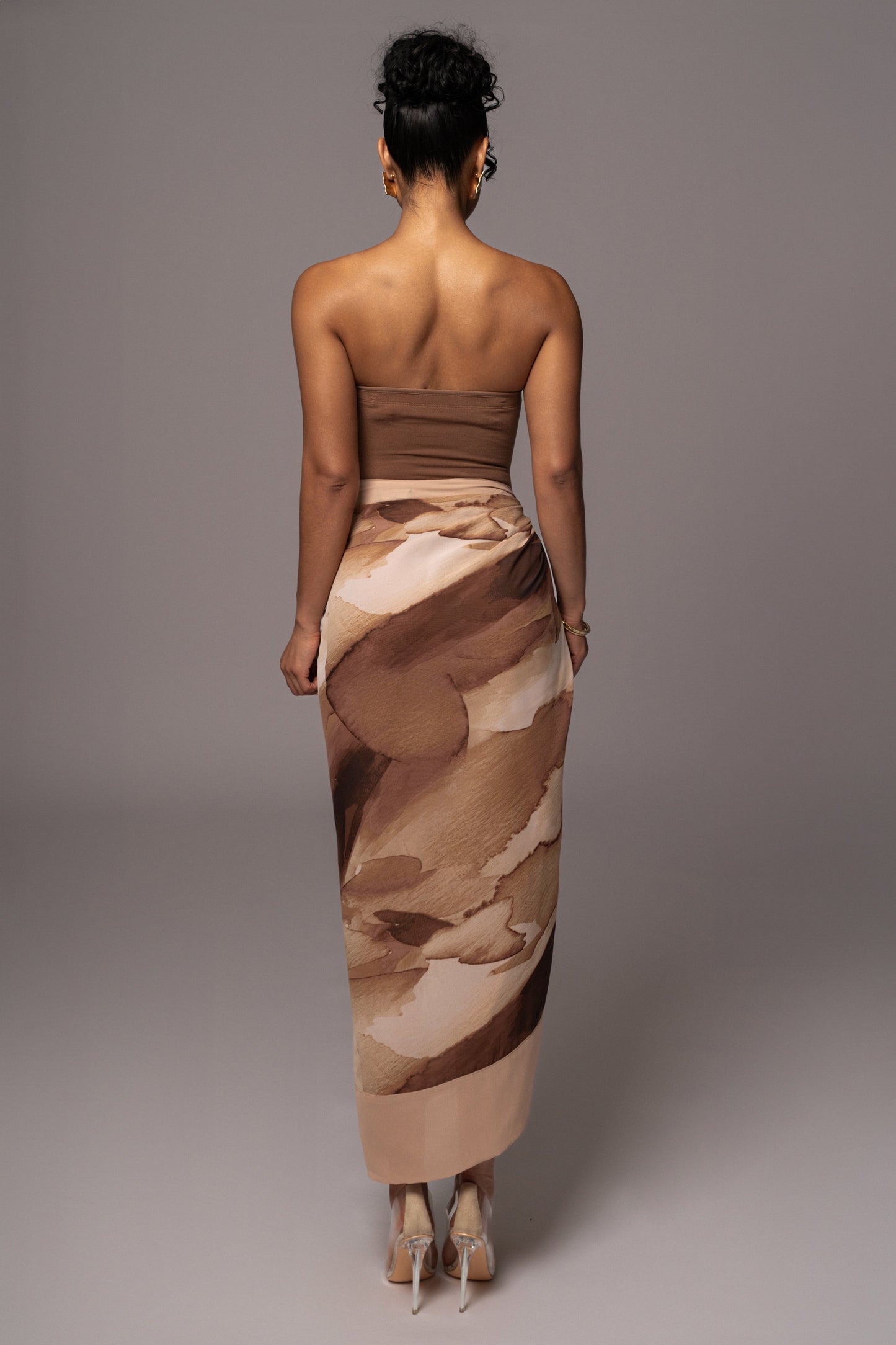 Tan Abstract Marine Print Sarong