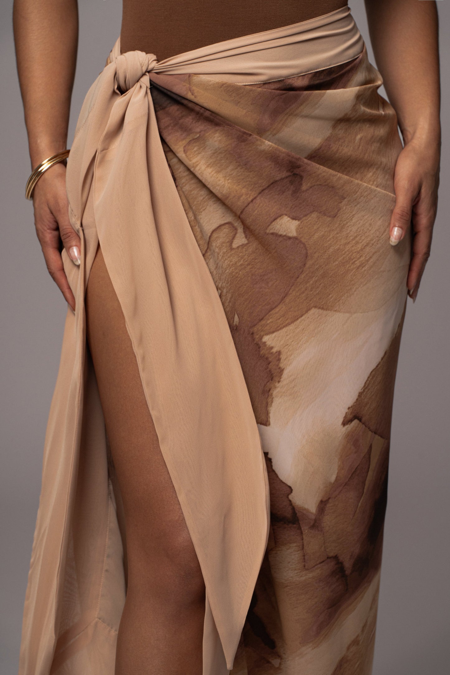 Tan Abstract Marine Print Sarong