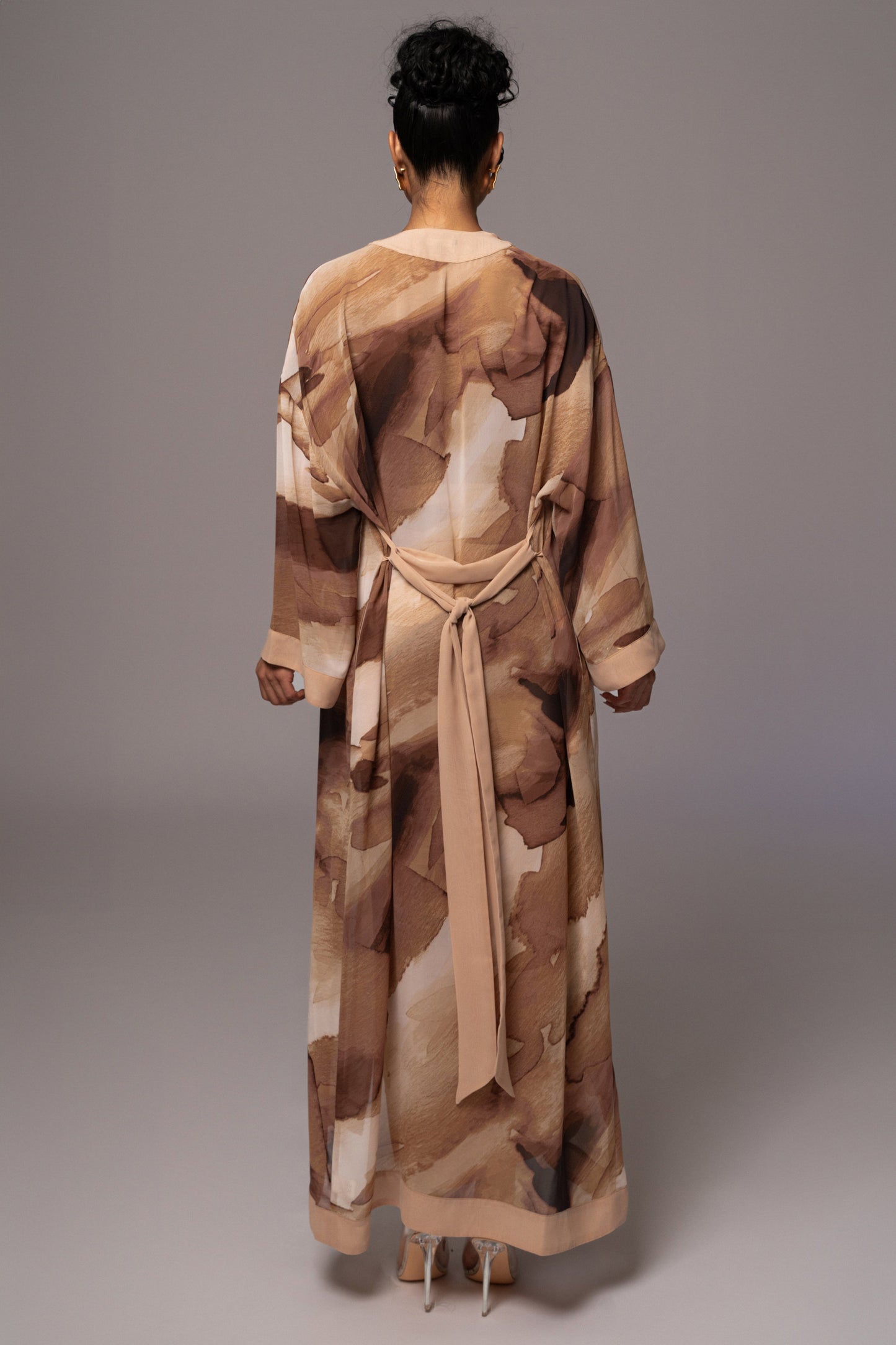 Tan Abstract Alissa Printed Duster