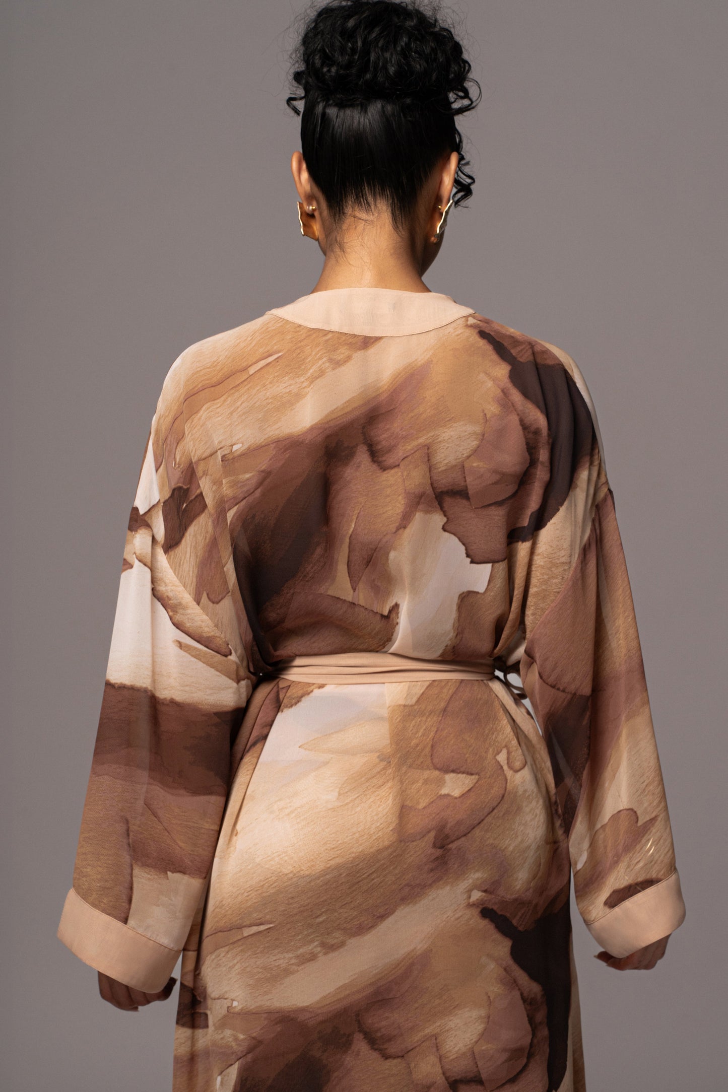 Tan Abstract Alissa Printed Duster