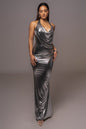 Silver Bryanna Metallic Maxi Dress