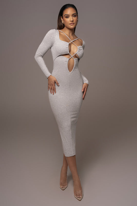 Grey Mesmerize Midi Dress