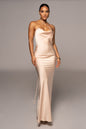 Champagne Irresistible Satin Maxi Dress