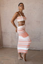 Peach Cutting Ties Skirt Set